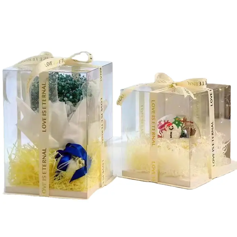 Customizable Luxury Transparent Gift Party Wedding Flavor Cake Candy Packaging Big Cake Plastic Boxes for Flower