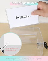 Boîte à urnes transparente en acrylique verrouillable avec fente, boîte de collecte polyvalente pour les votes, les dons, les collectes caritatives