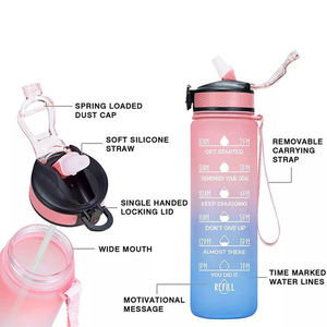 Bouteille d'<span class=keywords><strong>eau</strong></span> en plastique avec marqueur <span class=keywords><strong>de</strong></span> temps Logo personnalisé 1000ml Tritan motivationnel 1L Sports Tritan Bouteille d'<span class=keywords><strong>eau</strong></span> avec paille - Product Image 4