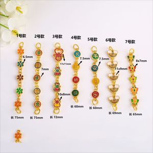 Bracelet chaîne émail arc-en-ciel traditionnel avec pendentif pour la bonne fortune, la paix et la joie – Matériaux de bijoux DIY en gros, perles métalliques - Product Image 2
