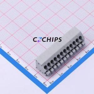 DB250A-3.5-12P-GY Spring Terminal Block Through hole Component (THT),P=3.5mm Connector 1x12P 3.5mm Gray 12P - Product Image 1