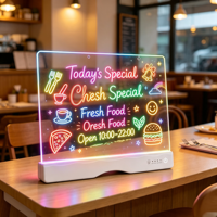 Panneau d'éclairage LED néon RGB DIY, tableau d'écriture lumineux, panneau publicitaire pour restaurant, bar, modes 7 couleurs, lumière nocturne