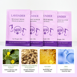 Set de Pedicura 4 en 1 al por Mayor para el Cuidado de los Pies, con Baño <span class=keywords><strong>Mineral</strong></span>, Exfoliante de Azúcar, Mascarilla y <span class=keywords><strong>Crema</strong></span>/Loción - Product Image 4