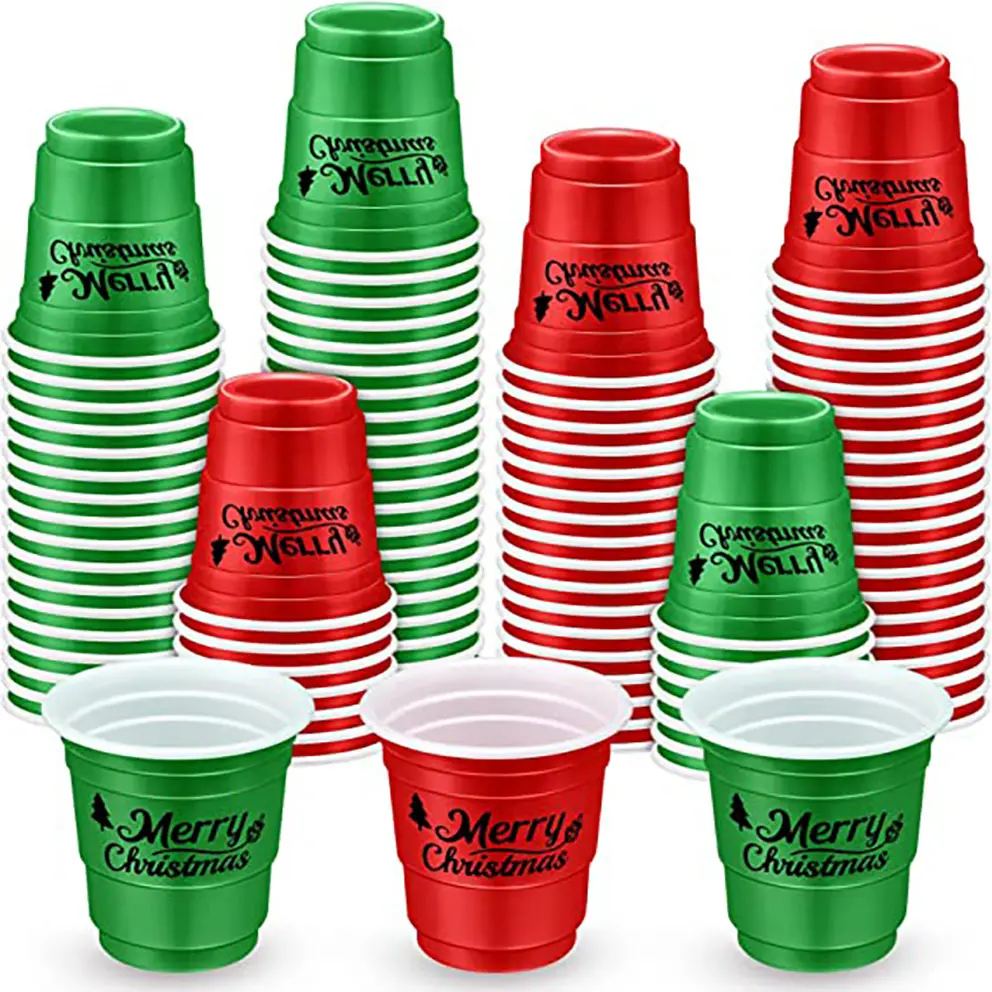 Eco-friendly Merry Christmas Printed Logo Festival Birthday Party Graduation Reusable Customize Beverage Wine Drinking Glasses