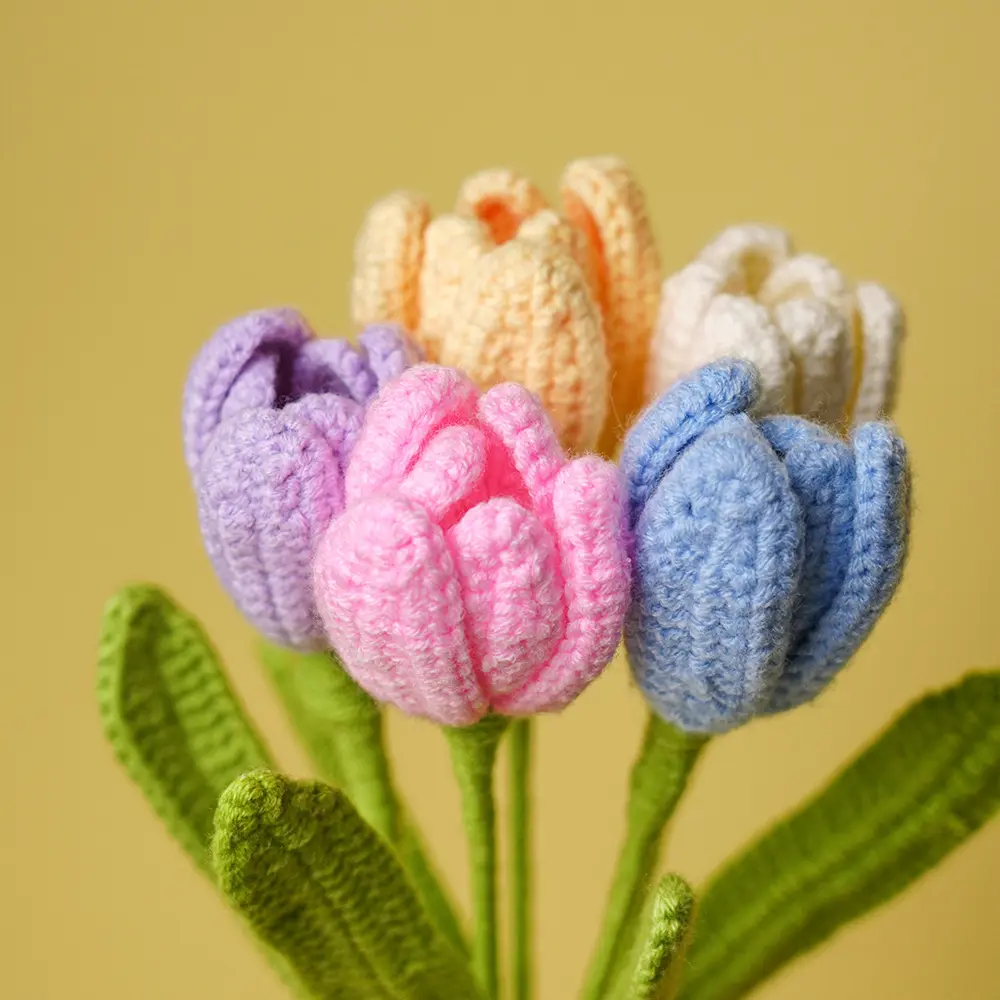 AYOYO OEM tecido mão aberta fio de algodão flor artificial tulipa presente para o dia das mães