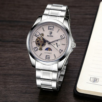 Montre mécanique automatique pour homme, cadran à cœur ouvert, petites secondes, chiffres arabes, bracelet en acier, Reloj Hombre, Montre Homme