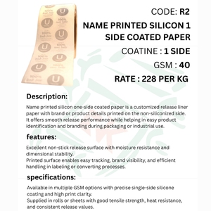 Rollo de Papel Siliconado Impreso por una Cara, Papel Antiadherente Personalizado para Etiquetas, Pegatinas y Uso Industrial - Product Image 2