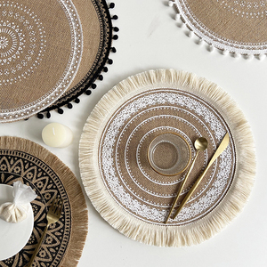 Luxushaus Schreibtischdekorationen groß 38cm Zoll rund Jute-Leinen Makramee-Tischtuch Platzschale für Hochzeitsfeiern - Product Image 6