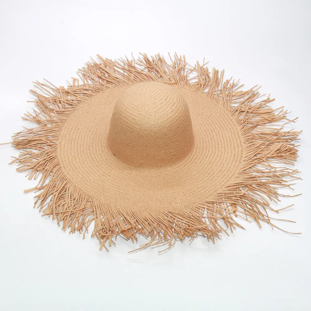 الخام تريم هامش مرن قبعات من القش واسعة حافة قبعة الشمس الصلبة هامش قبعات الشاطئ للنساء الصيف شاطئ كاب