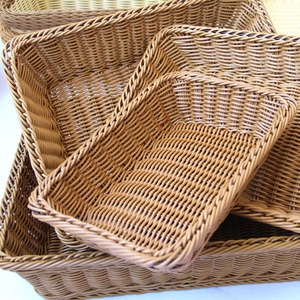 Wholesale <strong>Rectangular</strong> Shallow Hand Woven Plastic Food Bread <strong>Storage</strong> <strong>Basket</strong> - Product Image 1