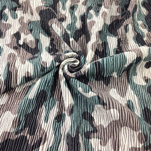 Velour Pleated Woven Combed Bubble <strong>Fabric</strong> Printed <strong>Camo</strong> Plaid Wide-leg Trousers for Girls Autumn/Winter - Product Image 4
