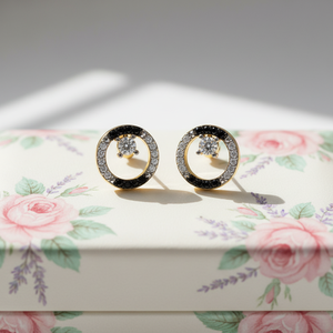 Boucles d'oreilles solitaires en onyx noir naturel et moissanite, plaquées or, en tungstène, pierre facettée de 1 mm, bijoux minimalistes pour femmes - Product Image 4