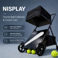 Keranjang Pengumpul Bola Pickleball Nisplay Rolling, Kapasitas Besar, Dapat Dilipat, untuk Latihan di Lapangan dan Peralatan Penggunaan Klub