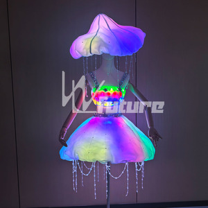 Sexy LED luminoso medusas Bikini Ocean Series colorido iluminado Gogo baile puesta en escena traje Bar club nocturno mostrar desgaste - Product Image 3