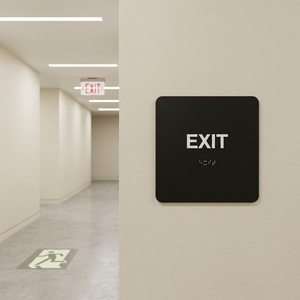 Panneau de sortie accessible au braille conforme ADA, panneaux d'évacuation tactiles noirs avec braille - Product Image 3