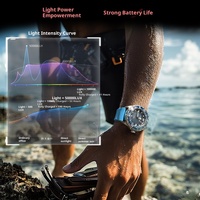 Montre de plongée sportive personnalisée en acier inoxydable, à énergie solaire, à quartz, étanche, longue autonomie de la batterie, lunette rotative chronographe