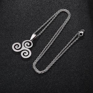 Kalung serigala remaja mode Triskele Triskelion simbol Irlandia Allison Argent tiga Spiral liontin Celtics perhiasan wanita grosir - Product Image 4