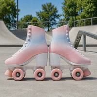 Patins à roulettes d'extérieur pour enfants Jun Ran JR-1104 avec frein, roues roses clignotantes, roulements ABEC-7 et roues en PU