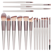 Ensemble de pinceaux de maquillage professionnels à manche en bois et fibres synthétiques, 18 pièces, avec logo personnalisable, pour le visage, les yeux, le fond de teint et la poudre