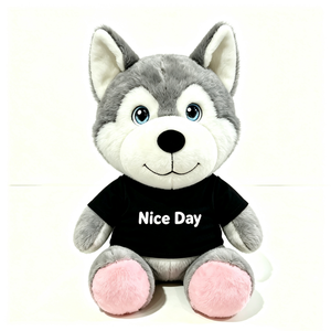 Peluche de Husky personalizado, Perro Husky de peluche, Lindo peluche de Husky, Peluche de Husky sentado, Peluche de Husky con camiseta - Product Image 3