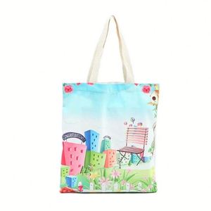 China Factory Wholesale Custom Printed <b>Long</b> Handle Cotton Canvas Tote <b>Bag</b> Eco-friendly & Durable for Shopping - Product Image 5