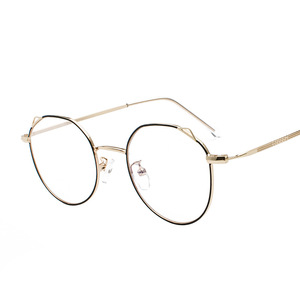 Maidis Round Metal Eyeglasses Frame Cat Ear Design Full Frame Anti Uv Blue Light Protection Unisex Plano Lenses - Product Image 5