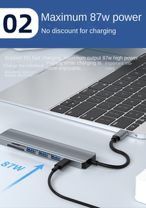 Hub <span class=keywords><strong>USB</strong></span>-C 7-en-1 multiport <span class=keywords><strong>vers</strong></span> HDTV, VGA, RJ45, TF+<span class=keywords><strong>SD</strong></span> – Station d'accueil pour ordinateur portable, répartiteur <span class=keywords><strong>USB</strong></span> 3.0 pour MacBook - Product Image 5