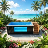 Piscine en conteneur maritime de 20 pieds, piscine modulaire préfabriquée avec fenêtre d'observation, piscine hors sol extérieure