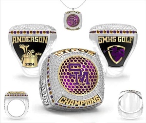 แหวนแชมป์เบสบอลสำหรับเยาวชนแบบกำหนดเอง ชุบทองคำสีกุหลาบ โลหะผสม สไตล์ดั้งเดิม สวมใส่ได้ทุกวัน ขายส่ง - Product Image 2