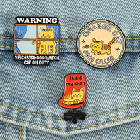 Pins en émail, broches et badges de revers sur le thème du club de fans de chats orange, de chats de surveillance de quartier et de chats de dessin animé mignons, bijoux cadeaux pour enfants et amis