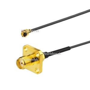 UFL U.fl SMA erkek RF anten uzatma 1.13mm 50ohm Pigtail kablo montajı için 4 delikli flanş Sma dişi bölme arka montaj - Product Image 6