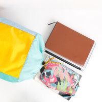 Mochila Ecológica con Cordón Ajustable y Bloques de Color, Compartimento Espacioso, para Senderismo Diario y Deportes, Libre de PFC