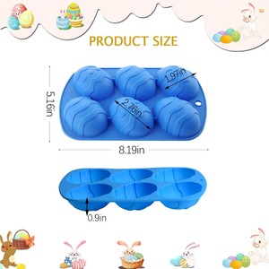 Moule à gâteau en silicone personnalisé à 6 cavités en forme d'œuf de Pâques pour les fêtes et la préparation de chocolats - Product Image 2