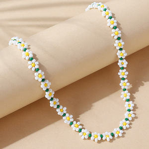 Popular Handmade Summer Hawaii Colorful Boho Glass Bead Pearl <strong>Hawaiian</strong> Daisy Flower Chain Necklace <strong>Jewelry</strong> Women - Product Image 3