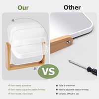 Miroir en bois miroir de maquillage de courtoisie avec support en bambou naturel Double face 360 degrés pivotant Table Portable bureau comptoir miroir