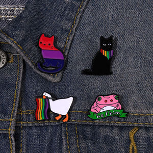 12 Stile Regenbogen Stolz Flagge Emaille Pins Bunte Revers Abzeichen Benutzer definierte Katzen Frosch Gans Cartoon LGBT Weiche Emaille Pins - Product Image 3