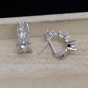 S925 <b>Silver</b> Multi-Bead <b>Earrings</b> for Women 3.5-4.5 Pearl <b>Long</b> DIY Jewelry with Empty Tray Semi-Finished Product Accessory - Product Image 3