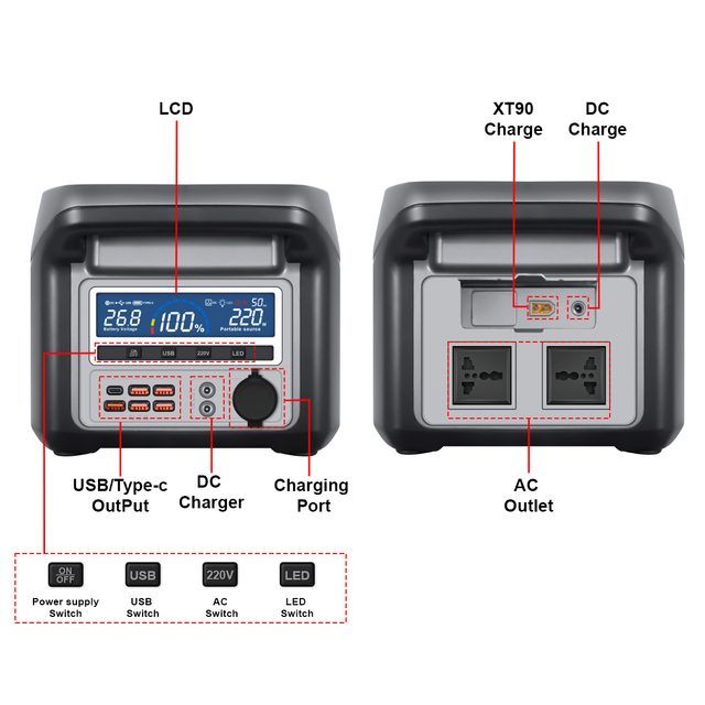 Ac Power Bank Price Pure Sine Wave Portable Power Station 300w 600w 1000w 2200w Portable Power Station