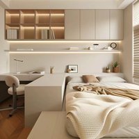 Unité Tout-en-Un Moderne Minimaliste : Armoire Intégrée, Lit Tatami, Dressing et Bureau pour Villa, Maison, Salle de Sport - Atelier et Chambre Confortables