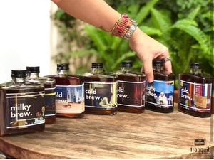 ขวดแก้วทรงแบนแบบไม่มีหูจับ ขนาด 100 มล. 200 มล. 250 มล. สำหรับกาแฟเย็น ชาเย็น พร้อมฝาอลูมิเนียม - Product Image 2