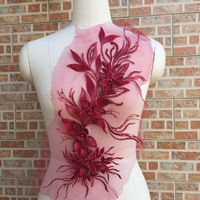 Fleurs perlées à paillettes avec appliques en dentelle, Motif couture, mariage
