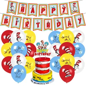 Dr.Seuss Bộ Bong Bóng Cao Su Cho Bữa Tiệc Sinh Nhật Đồ Dùng Cho Bữa Tiệc 1 Và 2 Vật Dụng Để Trang Trí Chủ Đề Bữa Tiệc