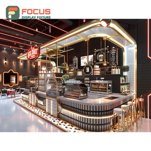 Mostrador de Servicio Contemporáneo para Cafetería, Acabado de Panel Blanco, Área de Exhibición de Bolsas de Café, Mostrador de Servicio para Barista - Product Image 5