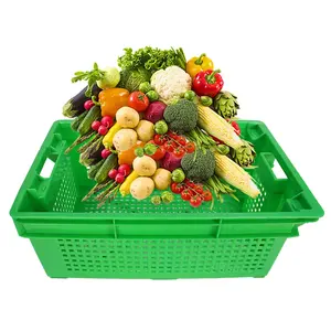 Vente en gros d'usine de caisses en plastique bon marché Conteneur de stockage de fruits et légumes de supermarché Paniers en plastique Caisses de fruits - Product Image 1