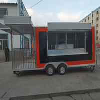 Remolque de Comida Vintage JLD de Fibra de Vidrio, Carrito de Café, Helados, Dulces, Bocadillos, Papas Fritas, Acero Inoxidable Resistente a la Oxidación, Multifuncional