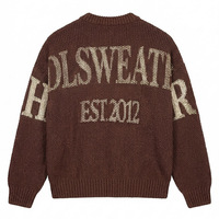Maßgefertigter Bedruckter Buchstaben-Pullover Herren Strickwaren OEM Baumwoll-Strickpullover Rundhals-Pullover Übergroßer Streetwear Maßgefertigter Strickpullover für Männer