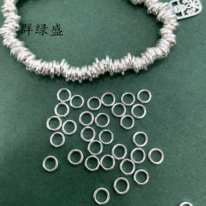 Cuentas redondas martilladas de plata de ley S925 Qunlvsheng para la fabricación de collares, espaciadores sueltos en espiral, accesorios de joyería. - Product Image 4