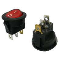 Interrupteur à bascule rond éclairé 3 voies SPST 16A 125V avec LED rouge