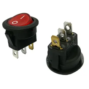 Pengkabelan 3 Cara Spst 16a 125V Sakelar Rocker Bulat Bercahaya dengan Led Merah