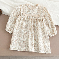 Robe vintage pour enfants de 2 à 7 ans, nouvelle robe en coton à fleurs à manches longues, robes élégantes pour filles, robe à fleurs pour filles, vêtements pour bébé fille